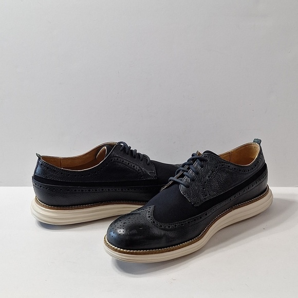 Cole Haan Men\'s Preppy Whiskey Navy Leather Tucker Oxford II Shoes Size 8.5